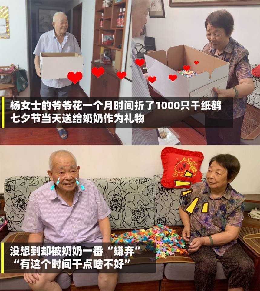 真好嗑!爺爺折千只千紙鶴送奶奶遭嫌棄是怎么回事?什么情況?終于真相了,原來是這樣!