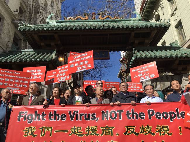 今年3月，舊金山唐人街舉行反歧視抗議