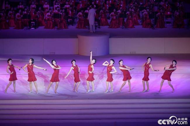 當地時間2021年1月22日，朝鮮平壤，慶祝朝鮮勞動黨第八次代表大會大型演出《歌頌黨》舉行。