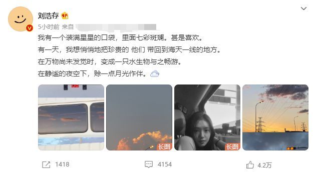 劉浩存唯美文案被指抄襲 本尊發文否認:我自己寫的