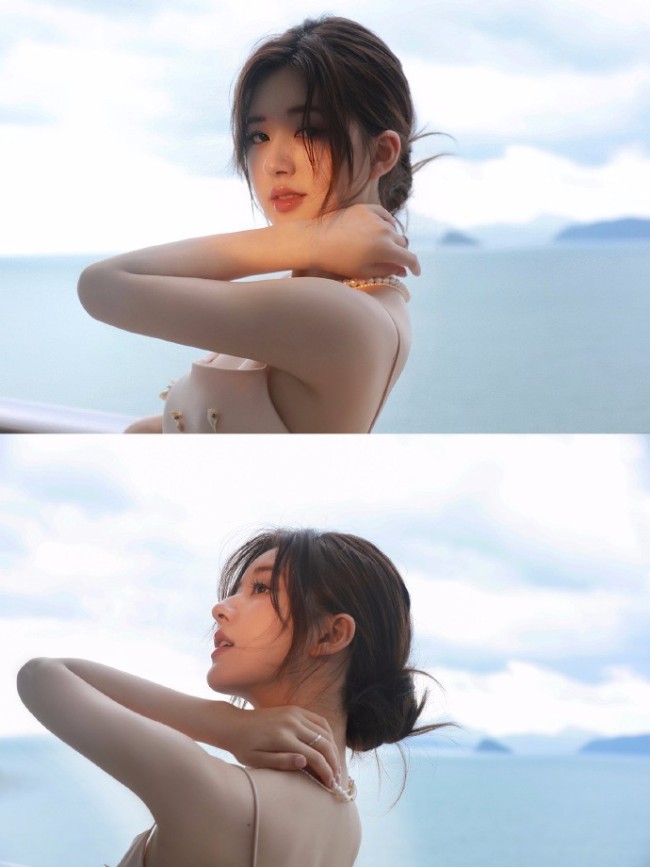 23歲趙露思穿吊帶連衣裙大秀美背 造型溫柔古典
